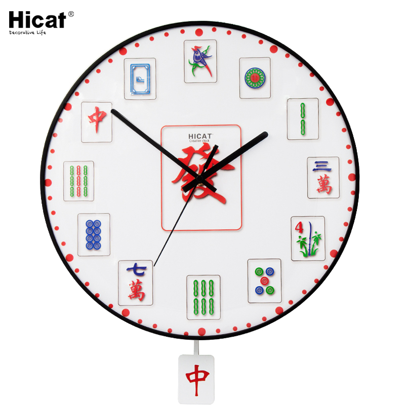 HICAT静音挂钟麻将馆办公室太阳机芯潮流客厅个性创意大号挂钟表 居家日用 挂钟 原图主图