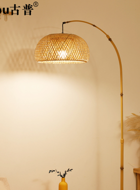 钓鱼灯落地灯侘寂风复古禅意民宿客厅茶室沙发灯卧室书房立式台灯