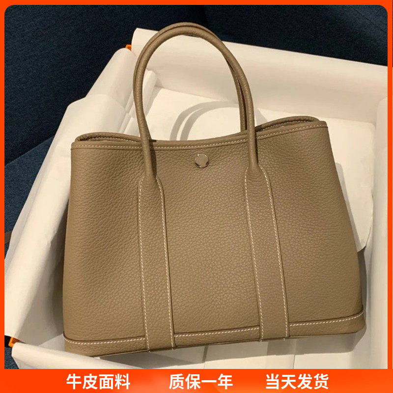 2025新款质感真皮花园包大容量手提水桶包单肩斜挎托特包通勤女包
