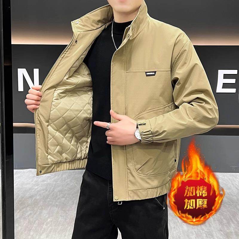 2025秋冬季新款冲锋衣款二棉外套男士青年立领加棉加厚工装夹克男