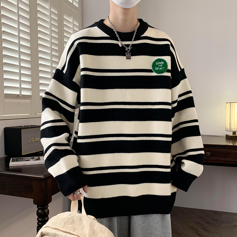 青少年秋季毛衣男圆领大童14男孩条纹线衣15初高中学生针织衫16岁