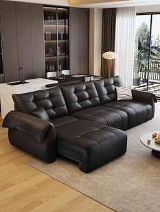 天鹅电动真皮功能伸缩沙发床客厅简约现代小户型2025新款头层牛皮