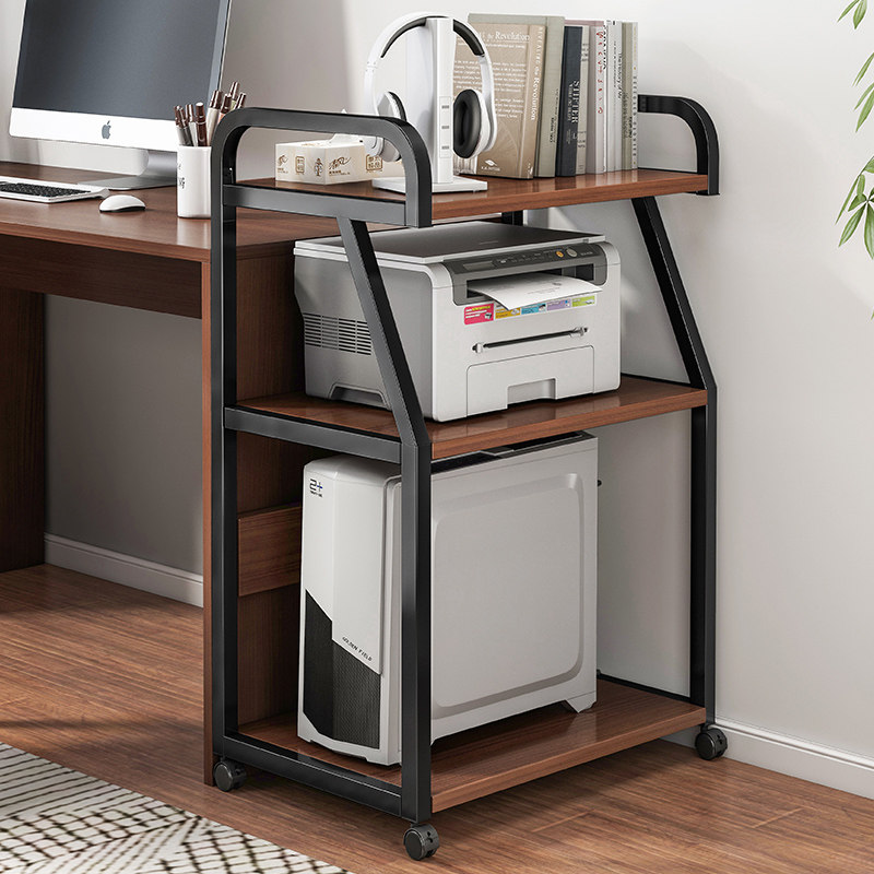 放印表机置物架落地放置柜置物架子可移动办公室桌边电脑主机托