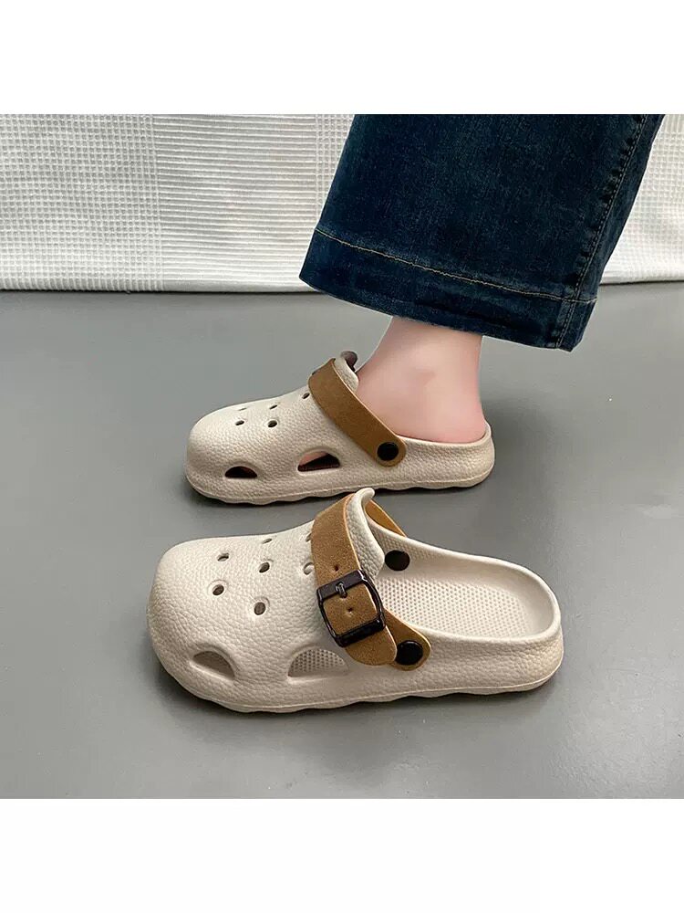 洞洞鞋女2026新款外穿厚底包头半拖鞋防滑软底凉拖户外休闲沙滩鞋