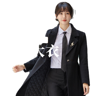 高铁乘务员物业售楼处工作呢子大衣酒店银行大堂经理领班夹棉工装