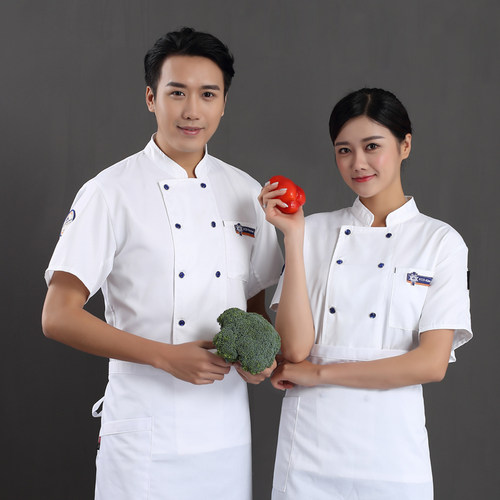 厨师工作服短袖夏装酒店餐厅幼儿园食堂厨房工作服男烘培面点服装