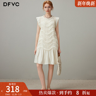 飞飞袖 dfvc法式 新款 连衣裙女2025年夏季 小个子裙子 千金风网纱无袖