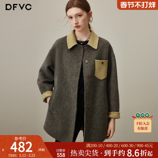 dfvc韩版绵羊毛短款毛呢外套女2025年冬季新款小个子双面呢子大衣