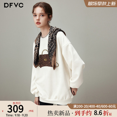 dfvc美式休闲中长款圆领卫衣