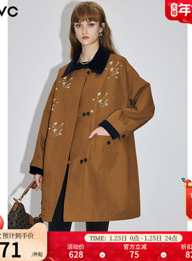 dfvc美拉德韩版中长款风衣外套女2026春季新款宽松显瘦小个子大衣