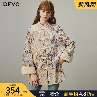 dfvc复古中长重工亮片绣外套宽松
