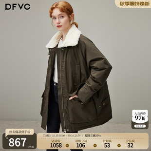 dfvc复古中长款羽绒服女2026年冬季新款宽松毛领加厚保暖派克服