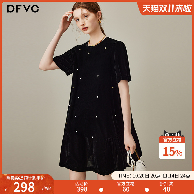 dfvc人丝法式复古丝绒连衣裙