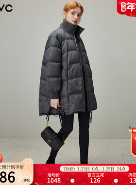 dfvc韩版中长款加厚羽绒服女2025年冬季新款立领白鸭绒保暖外套