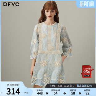 宽松喇叭袖 新款 显瘦甜美裙子 刺绣镂空连衣裙女2026年春季 dfvc法式