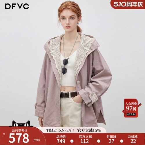 dfvc韩版减龄中长款风衣外套