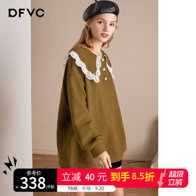 dfvc早秋法式蕾丝娃娃领卫衣