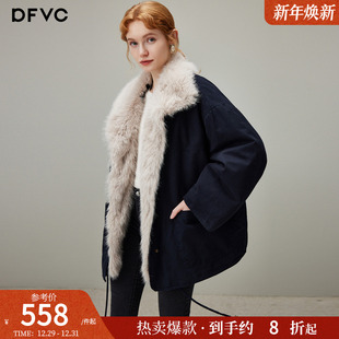 dfvc仿皮草毛领短款 加厚保暖宽松夹克外套 新款 派克服女2025年冬季