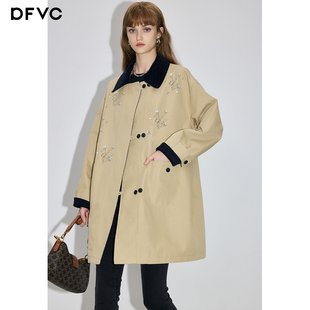 新款 风衣外套女2026春季 宽松显瘦小个子大衣 中长款 dfvc卡其色韩版