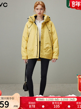 dfvc户外防风连帽羽绒服女2025年冬季新款冲锋衣白鸭绒保暖外套厚