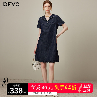 dfvc纯棉气质休闲牛仔连衣裙