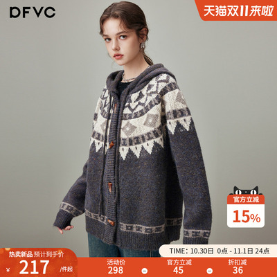dfvc费尔岛提花中长款针织外套