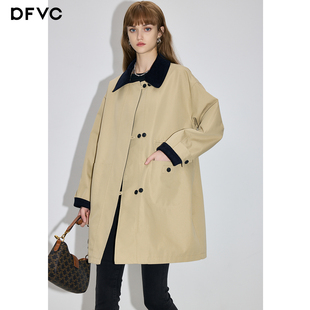新款 风衣外套女2026春季 宽松显瘦小个子大衣 中长款 dfvc卡其色韩版