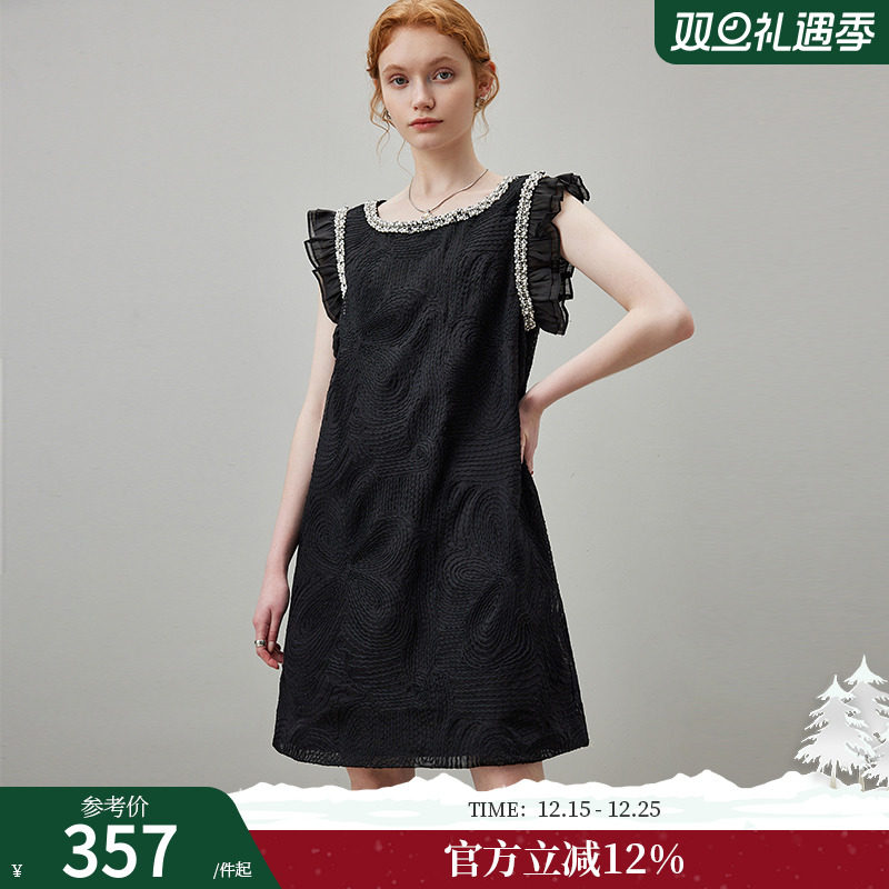 dfvc名媛黑色无袖连衣裙