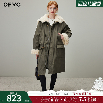 dfvc中长款白鸭绒羽绒服派克服