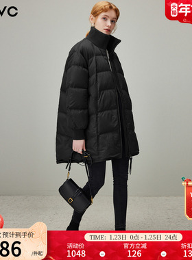 dfvc韩版中长款加厚羽绒服女2025年冬季新款立领白鸭绒保暖外套