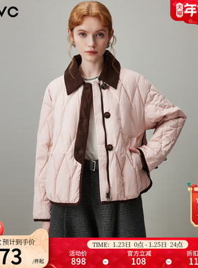 dfvc粉色时尚翻领短款轻薄羽绒服女2025冬季新款小个子白鸭绒外套