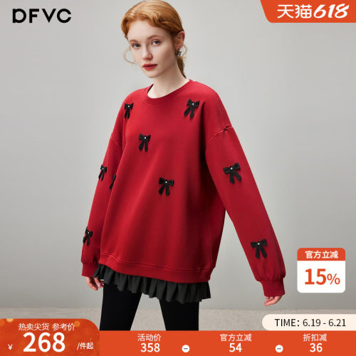 dfvc休闲圆领套头卫衣蝴蝶结
