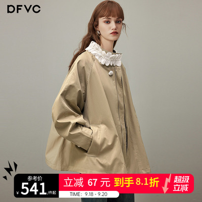 dfvc韩版纯棉短款风衣外套
