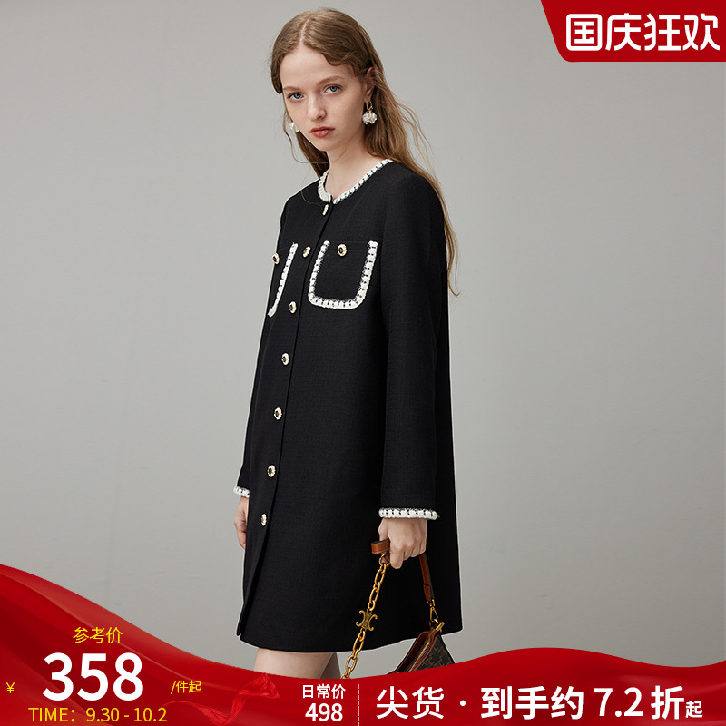 dfvc秋季黑色小香风连衣裙