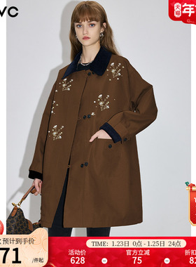 dfvc美拉德韩版中长款风衣外套女2026春季新款宽松显瘦小个子大衣