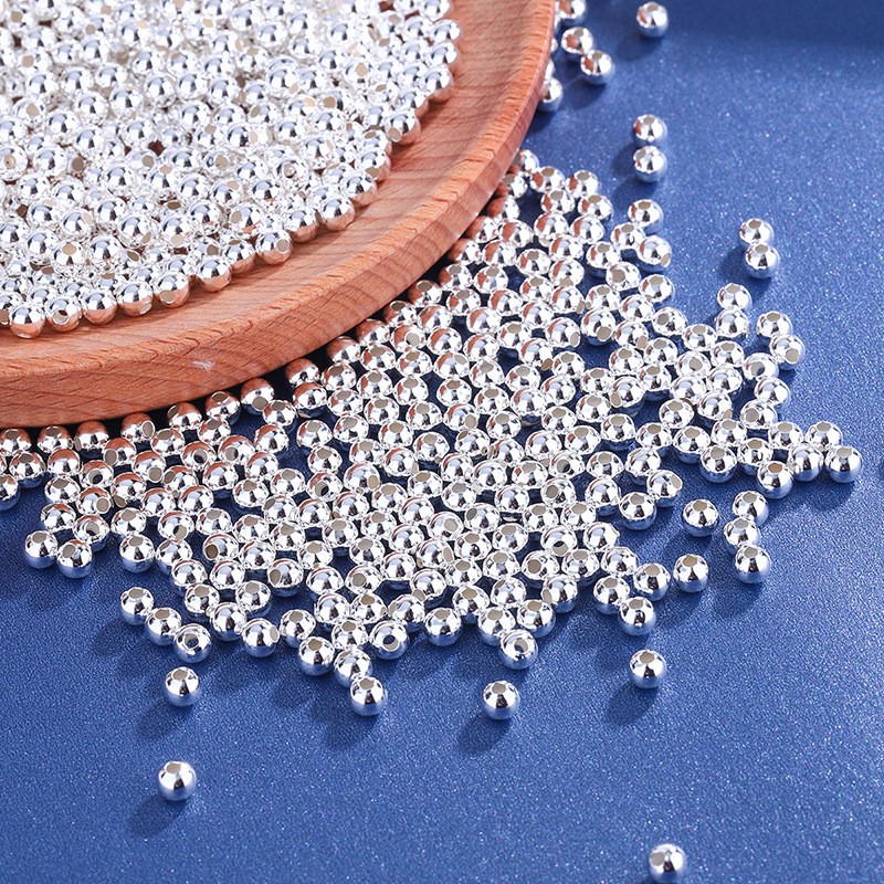 铂西欧银楼S999足银光面银珠DIY纯银圆银珠手链配件编绳手串礼物