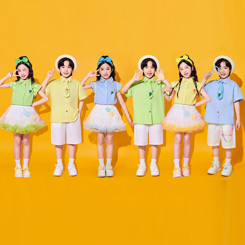 六一儿童演出服小学生运动会啦啦操班服合唱服表演服诗歌朗诵纱裙