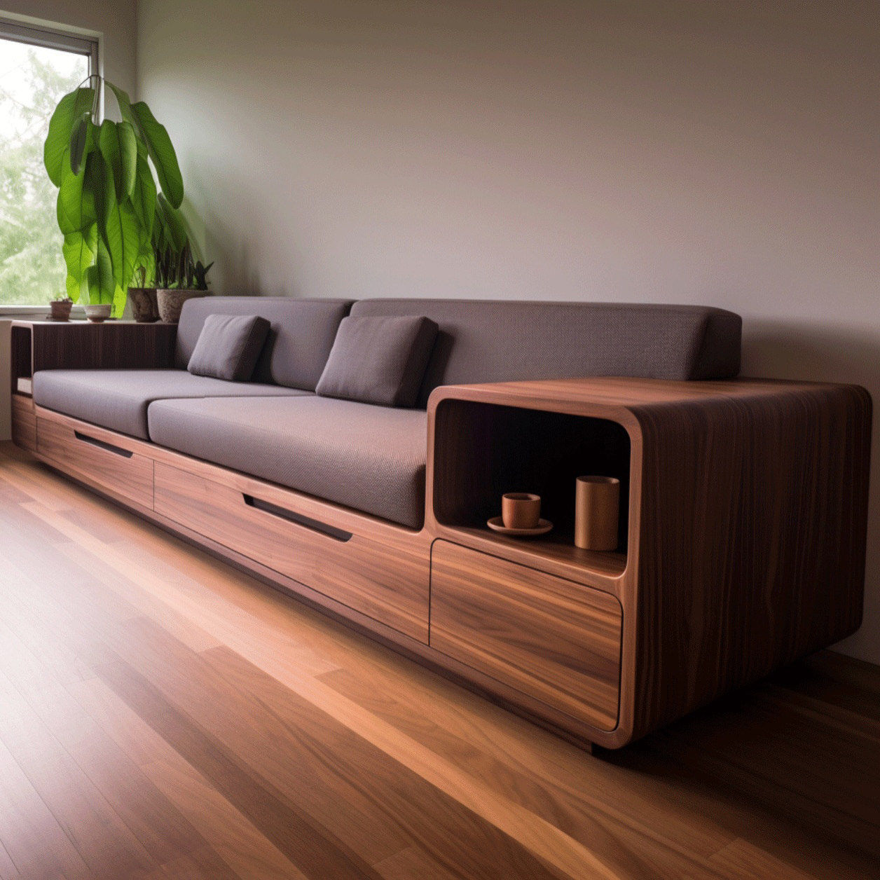 北美黑胡桃木布艺沙发现代简约轻奢别墅客厅大户型实木直排大沙发