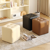 家用凳子简约茶几凳高级感皮墩子门口坐凳换鞋 凳轻奢方形软包矮凳