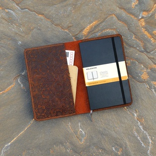 moleskine书皮书衣A6A5手工复古唐草纹真皮疯马头层欧美MAX20S