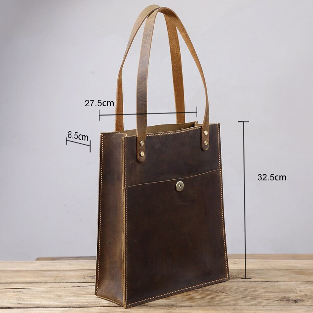 手工真皮复古欧美托特包女士单肩