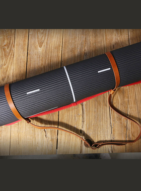 手工瑜伽垫活扣捆绑收纳真皮带黄棕咖啡黑色植鞣革头层牛皮YGLSX