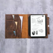 适用于kindle scribe电子书翻盖头层牛皮真皮疯马皮套保护壳带笔