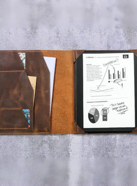 适用于kindle scribe电子书翻盖头层牛皮真皮疯马皮套保护壳带笔