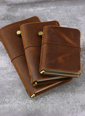 美式复古棕头层牛皮疯马皮真皮旅行TN笔记本记事本手帐V01-LM05C