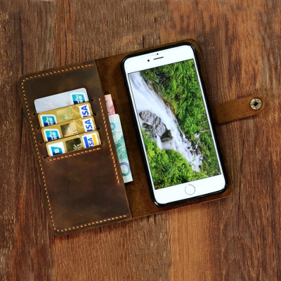 手工真皮手机壳钱包复古苹果欧美