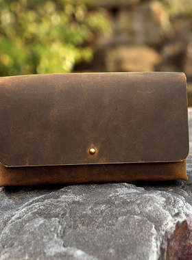 笔记本电源鼠标配件棕色复古数码收纳包纯手工真皮疯马皮MC05PB