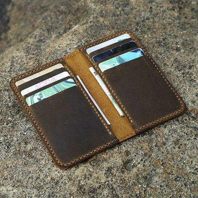 复古手工皮夹钱包多卡真皮疯马皮