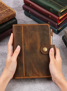 A6活页夹记事本TN手帐本手工真皮头层牛皮疯马皮欧美复古NA605TB
