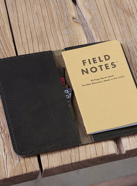 field notes记事本A6皮套手工fn真皮黑色高级植鞣革FA614S